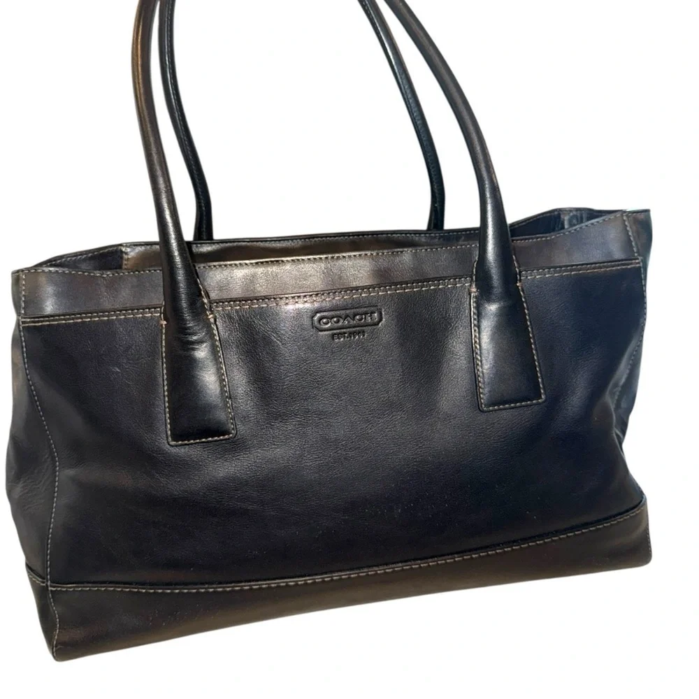 $150 firm. Today only Vintage COACH Black Leather Tote Madeline Two Handle XL - Picture 5 of 17